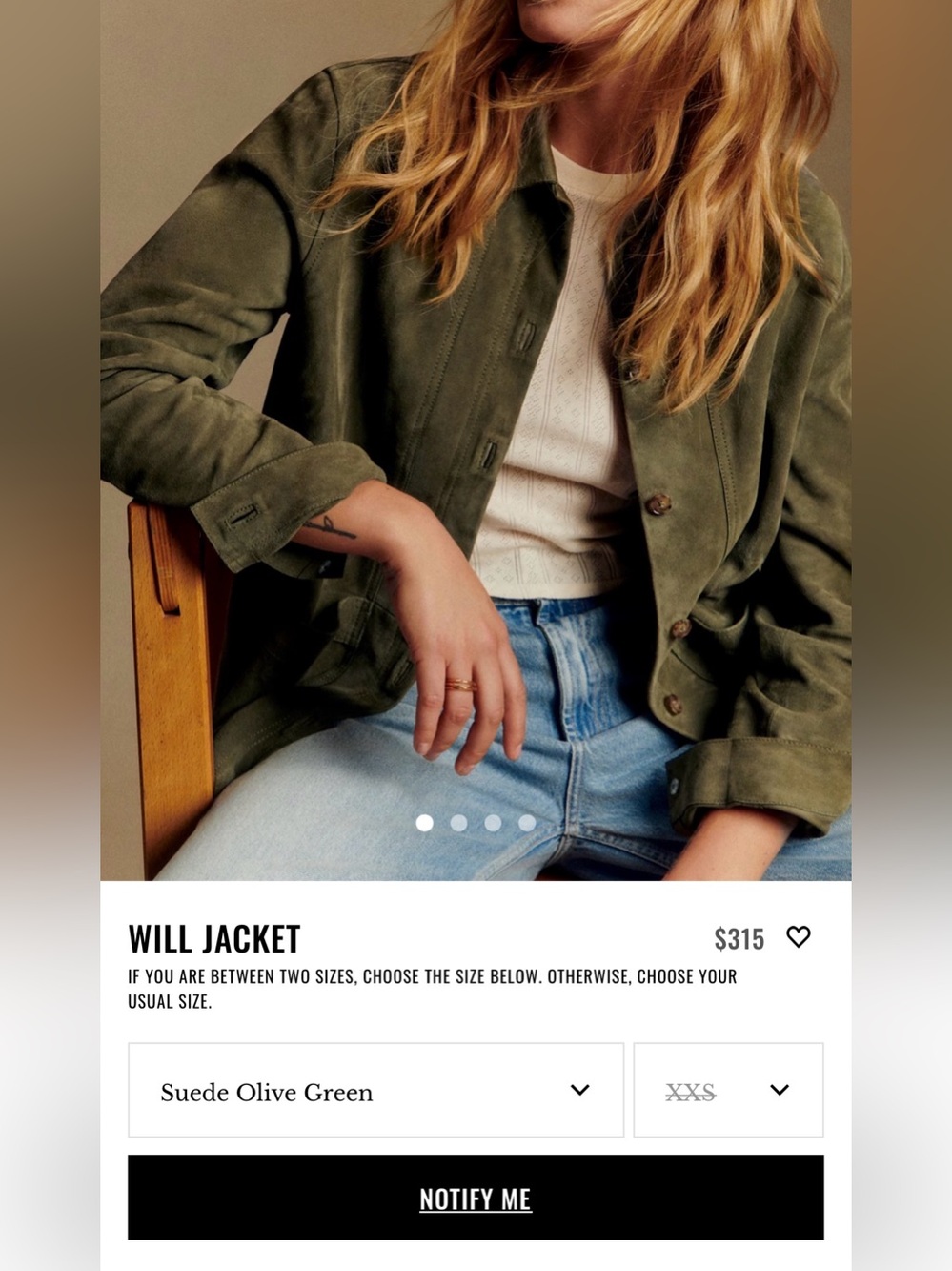 Sezane Olive Suede Will Jacket